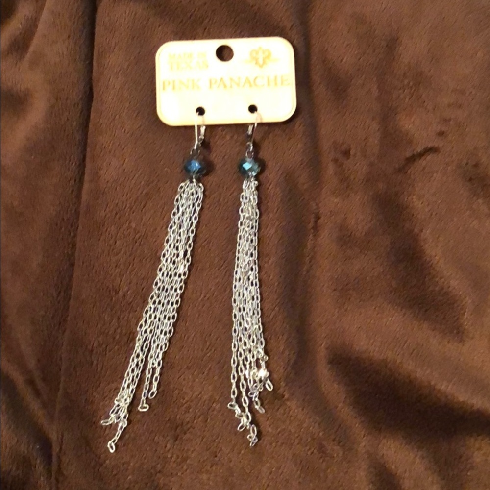 Pink Panache Silver and blue bead earrings